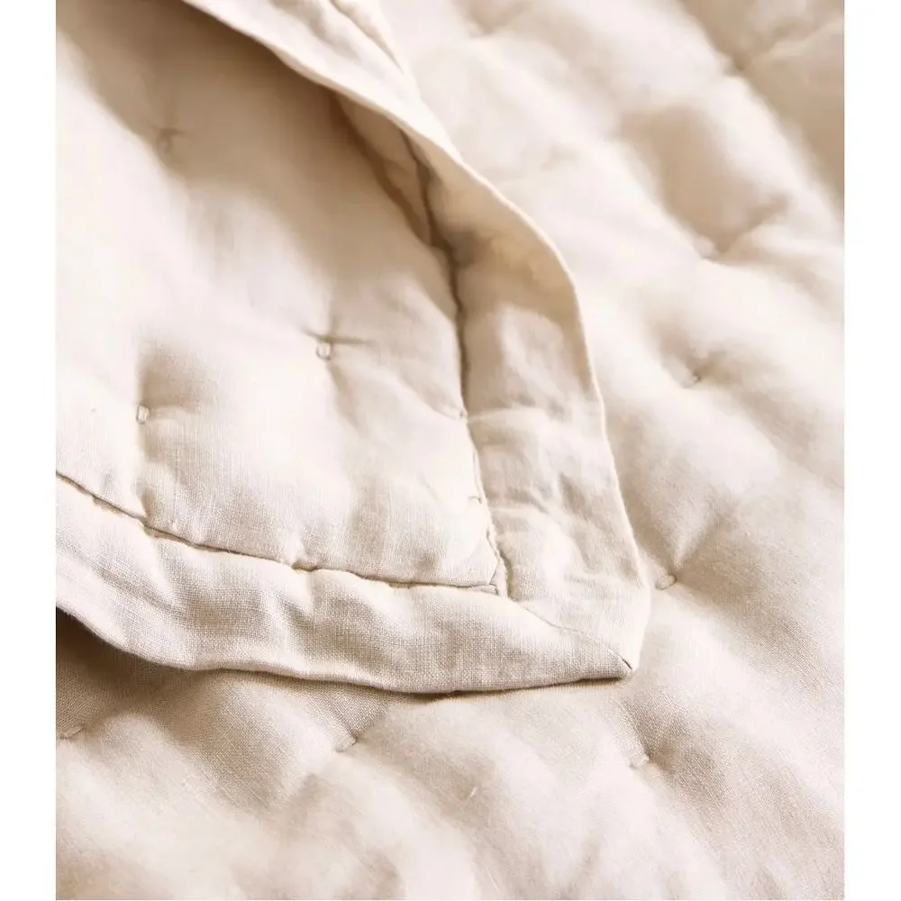 QUiNCE European Linen Dream Quilt KING/CAL KING in SAND